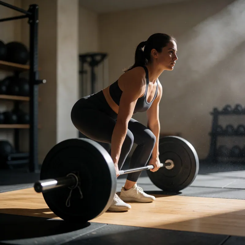 A member pulling a deadlift from the oak lifting platform in the strength zone